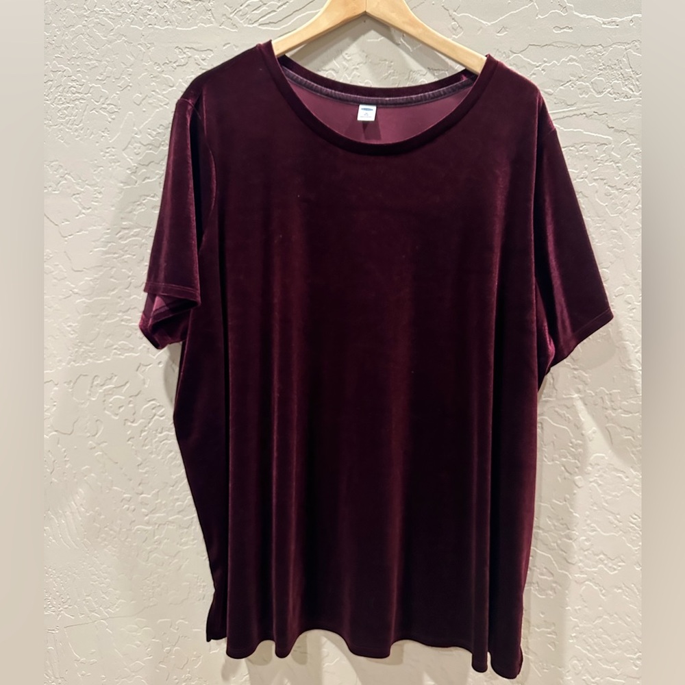 OLD NAVY Dark Red Velvet Short Sleeve Blouse size 3X